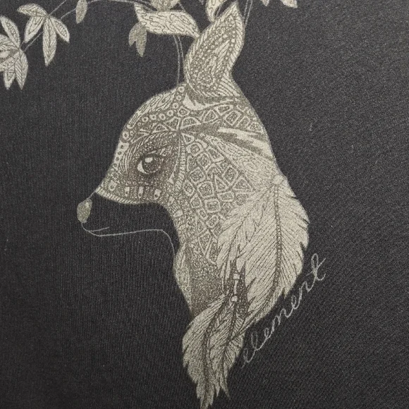 Element Black Short Sleeve Tee with Gray Deer & Leaf Artwork - Picture 3 of 7